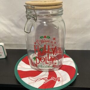 New Wood Clamp Holly Dolly 8" Jar " Have A Holly Dolly Christmas" ‎ Dolly Parton